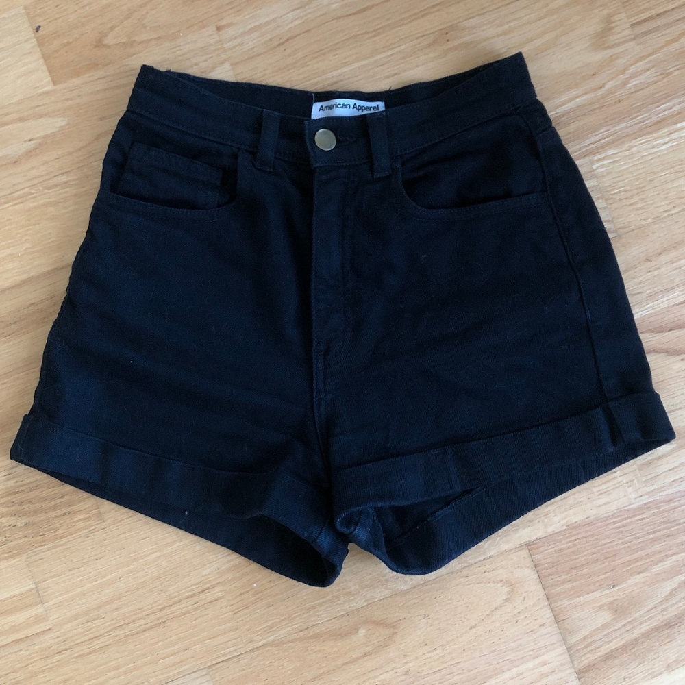 American Apparel 26/27 black denim shorts